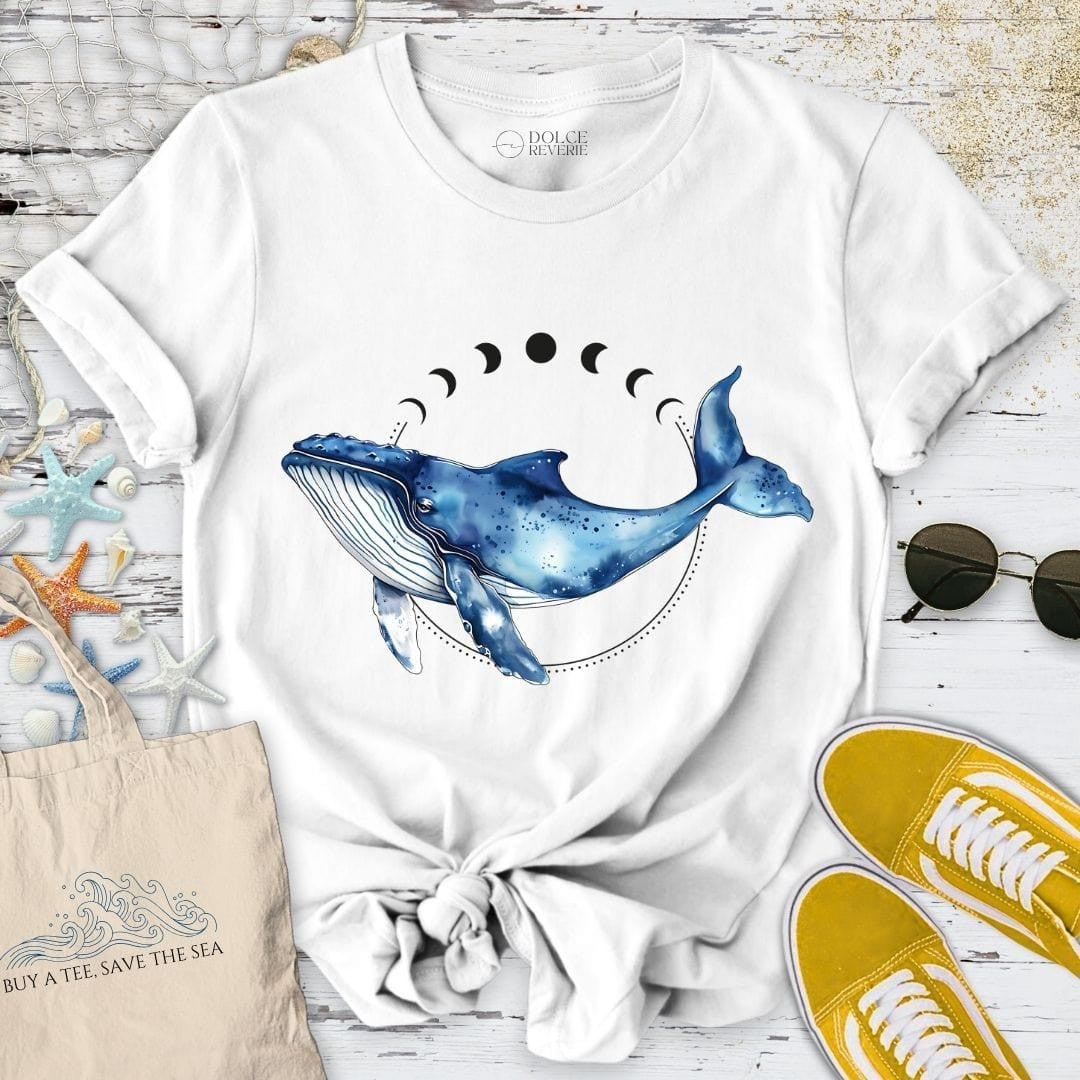 Moon Whale T-Shirt - Ocean Graphic Tee - Gift for Ocean Lovers - Unisex