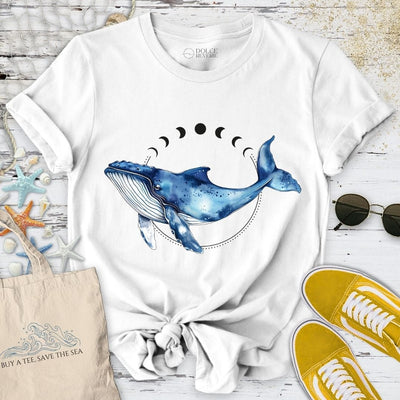 Moon Whale T-Shirt - Ocean Graphic Tee - Gift for Ocean Lovers - Unisex