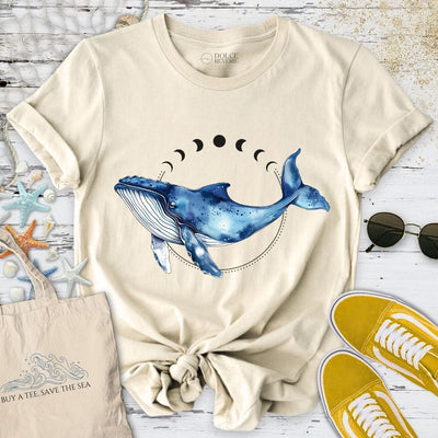 Moon Whale T-Shirt - Ocean Graphic Tee - Gift for Ocean Lovers - Unisex
