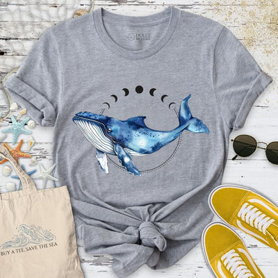 Moon Whale T-Shirt - Ocean Graphic Tee - Gift for Ocean Lovers - Unisex