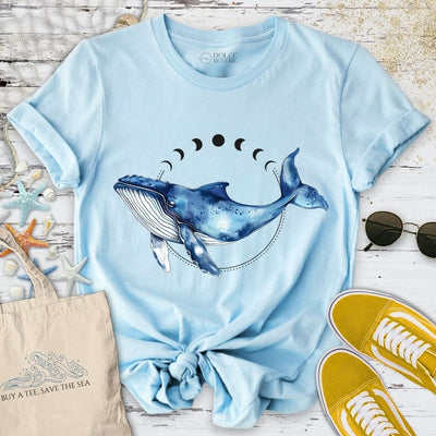 Moon Whale T-Shirt - Ocean Graphic Tee - Gift for Ocean Lovers - Unisex