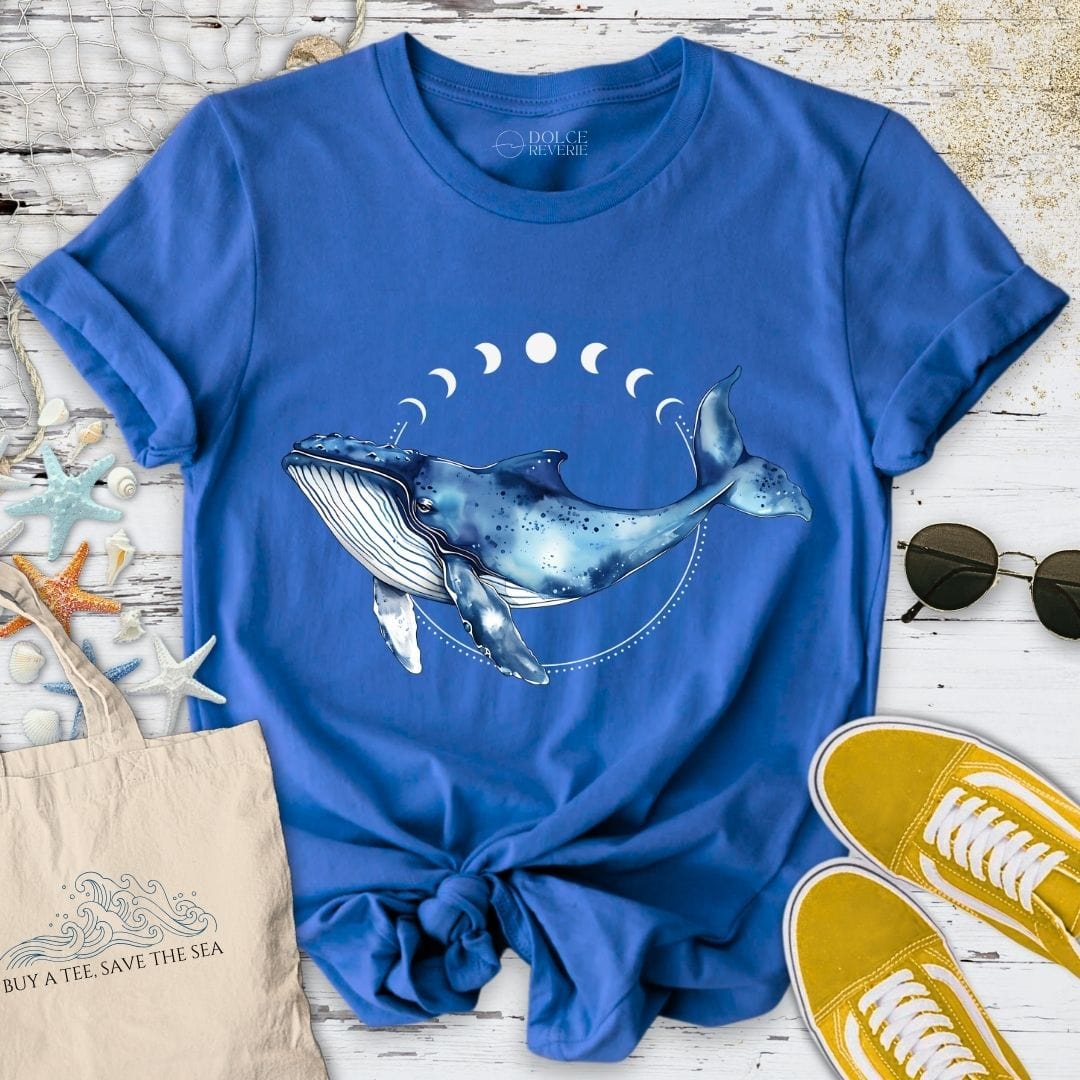 Moon Whale T-Shirt - Ocean Graphic Tee - Gift for Ocean Lovers - Unisex