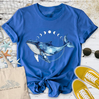 Moon Whale T-Shirt - Ocean Graphic Tee - Gift for Ocean Lovers - Unisex