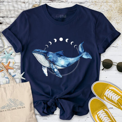 Moon Whale T-Shirt - Ocean Graphic Tee - Gift for Ocean Lovers - Unisex