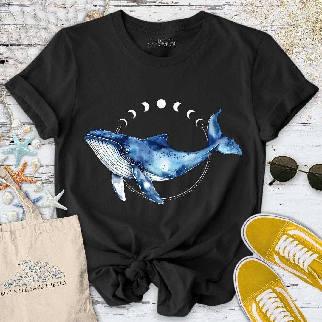 Moon Whale T-Shirt - Ocean Graphic Tee - Gift for Ocean Lovers - Unisex