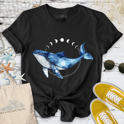 Moon Whale T-Shirt - Ocean Graphic Tee - Gift for Ocean Lovers - Unisex