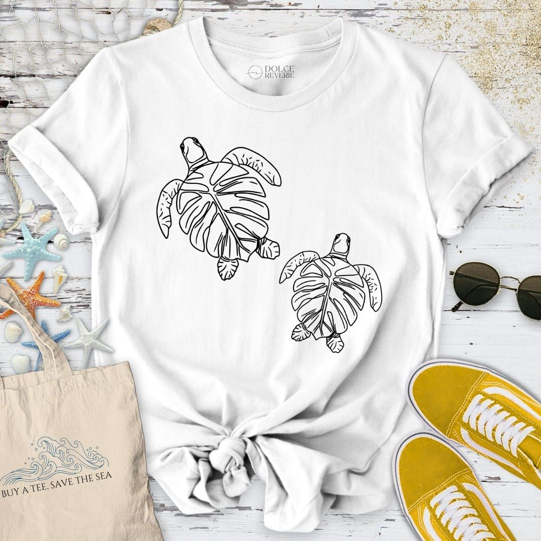 Monstera Turtles T-Shirt - Ocean Graphic Tee - Gift for Ocean Lovers - Unisex