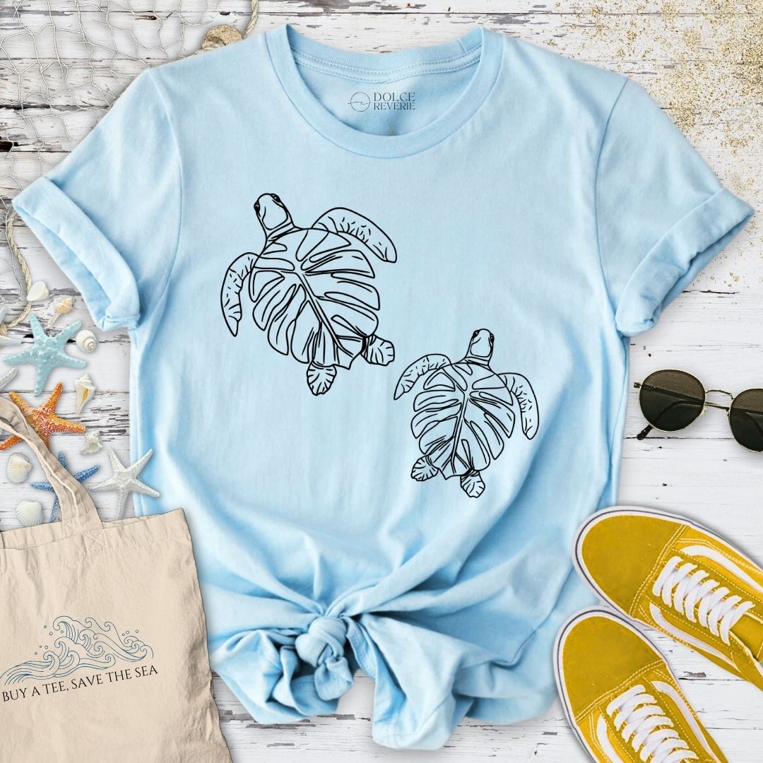 Monstera Turtles T-Shirt - Ocean Graphic Tee - Gift for Ocean Lovers - Unisex