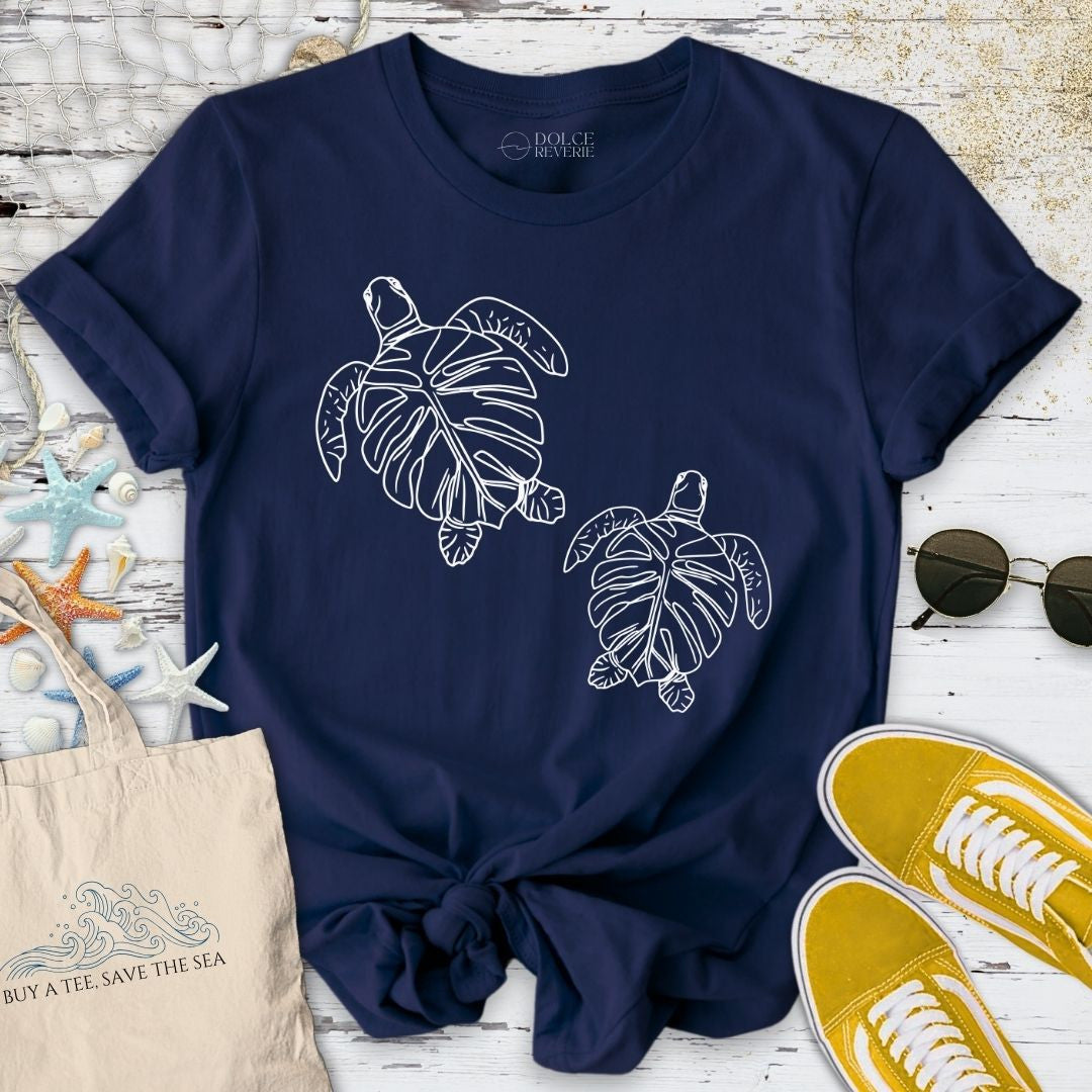 Monstera Turtles T-Shirt - Ocean Graphic Tee - Gift for Ocean Lovers - Unisex