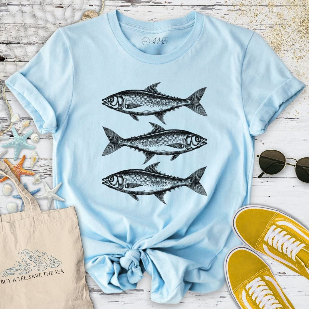 3 Sardines T-Shirt - Ocean Graphic Tee - Gift for Ocean Lovers - Unisex