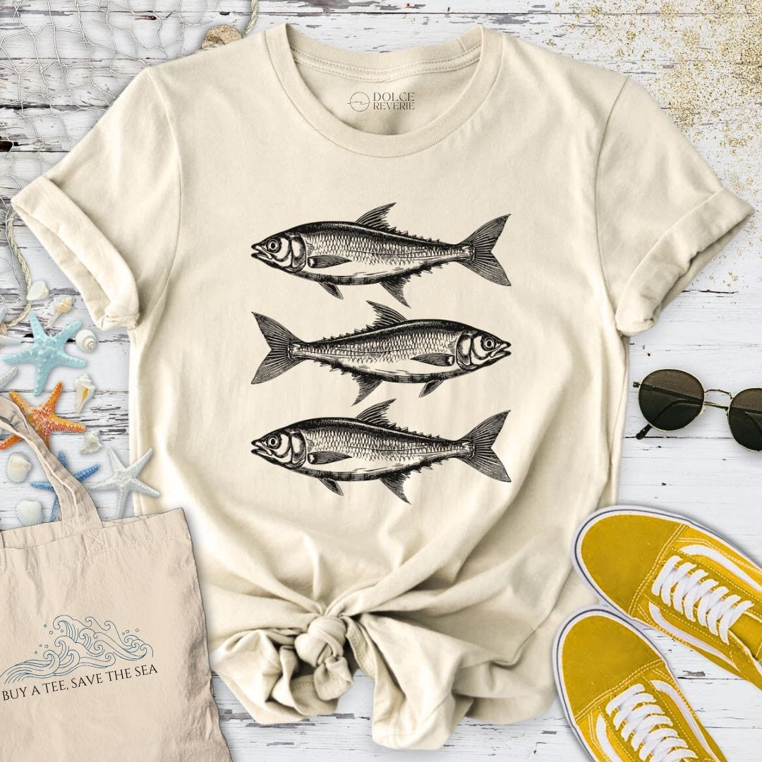 3 Sardines T-Shirt - Ocean Graphic Tee - Gift for Ocean Lovers - Unisex