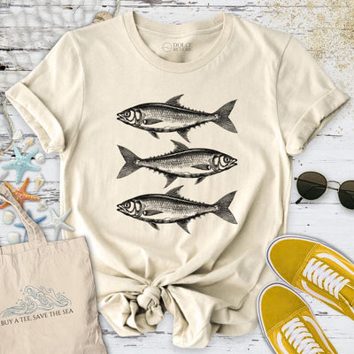 3 Sardines T-Shirt - Ocean Graphic Tee - Gift for Ocean Lovers - Unisex