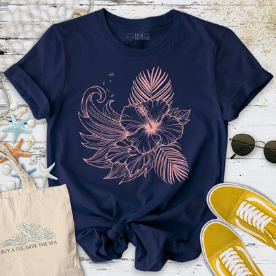 Hibiscus T-Shirt - Ocean Graphic Tee - Gift for Ocean Lovers - Unisex