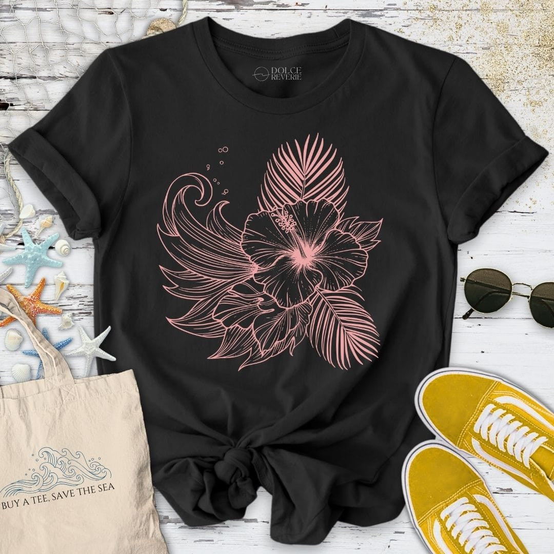 Hibiscus T-Shirt - Ocean Graphic Tee - Gift for Ocean Lovers - Unisex