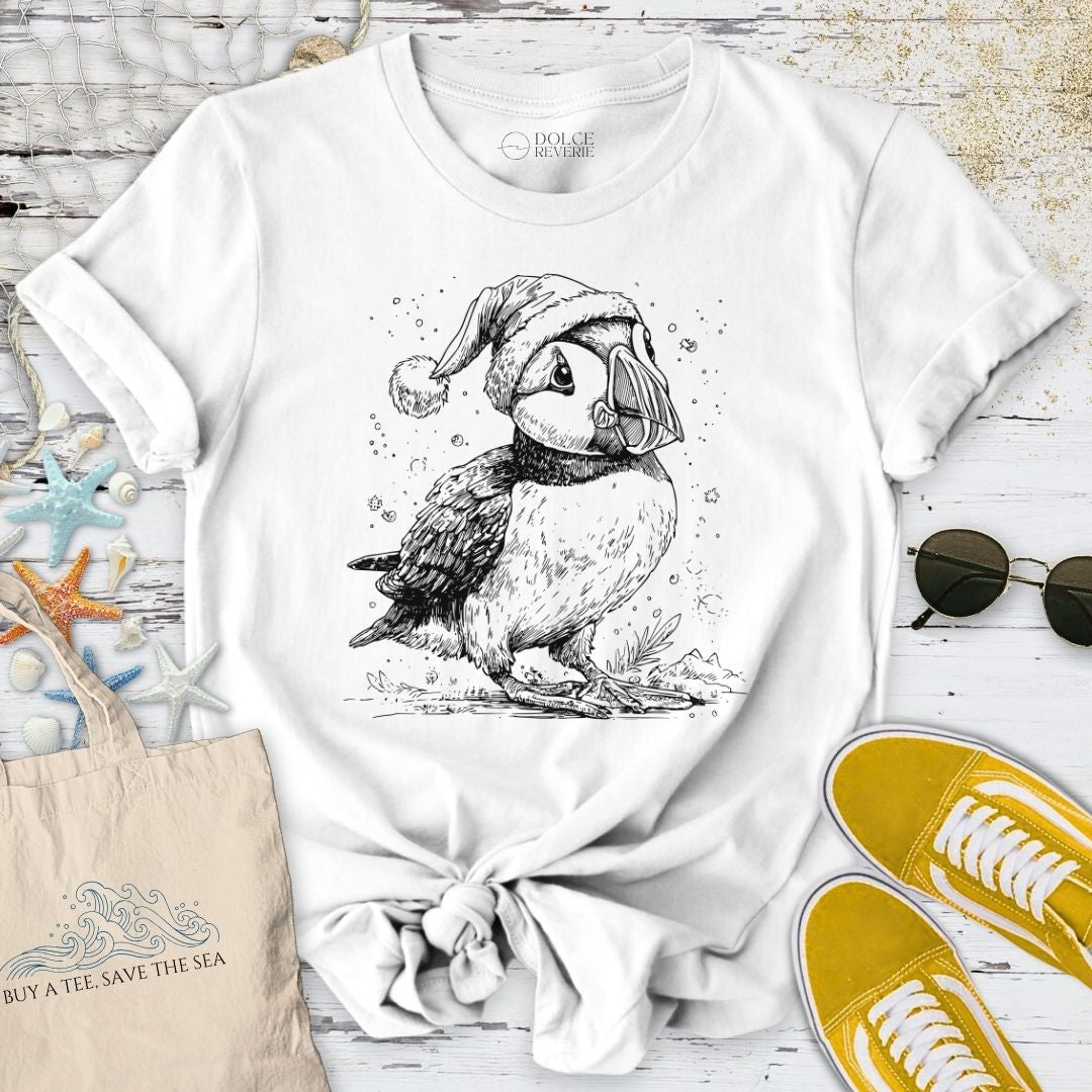 Christmas Puffin T-Shirt - Ocean Graphic Tee - Gift for Ocean Lovers - Unisex