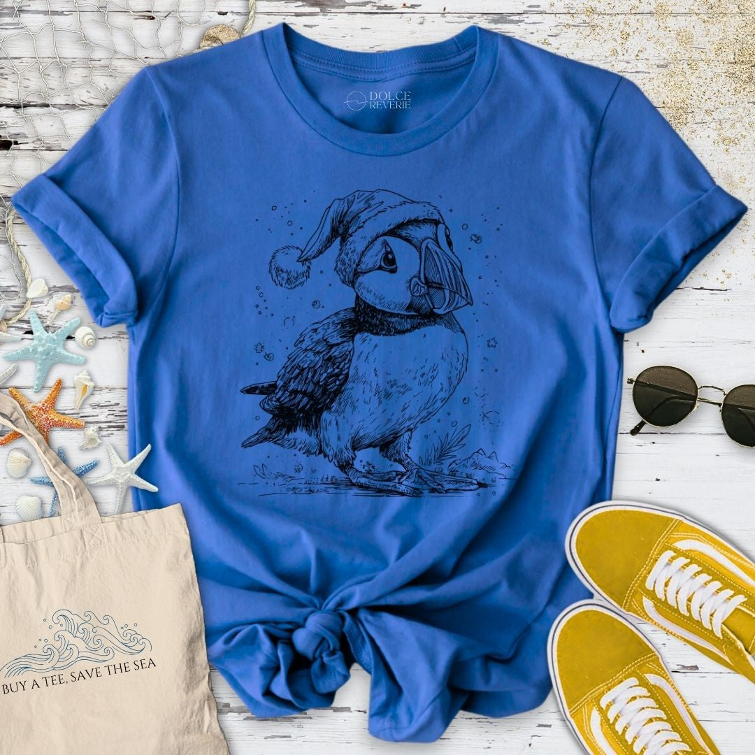 Christmas Puffin T-Shirt - Ocean Graphic Tee - Gift for Ocean Lovers - Unisex
