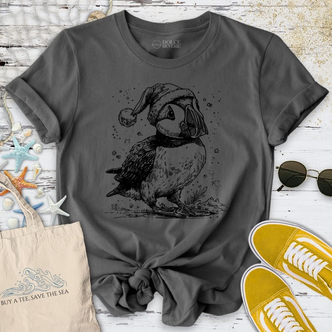 Christmas Puffin T-Shirt - Ocean Graphic Tee - Gift for Ocean Lovers - Unisex