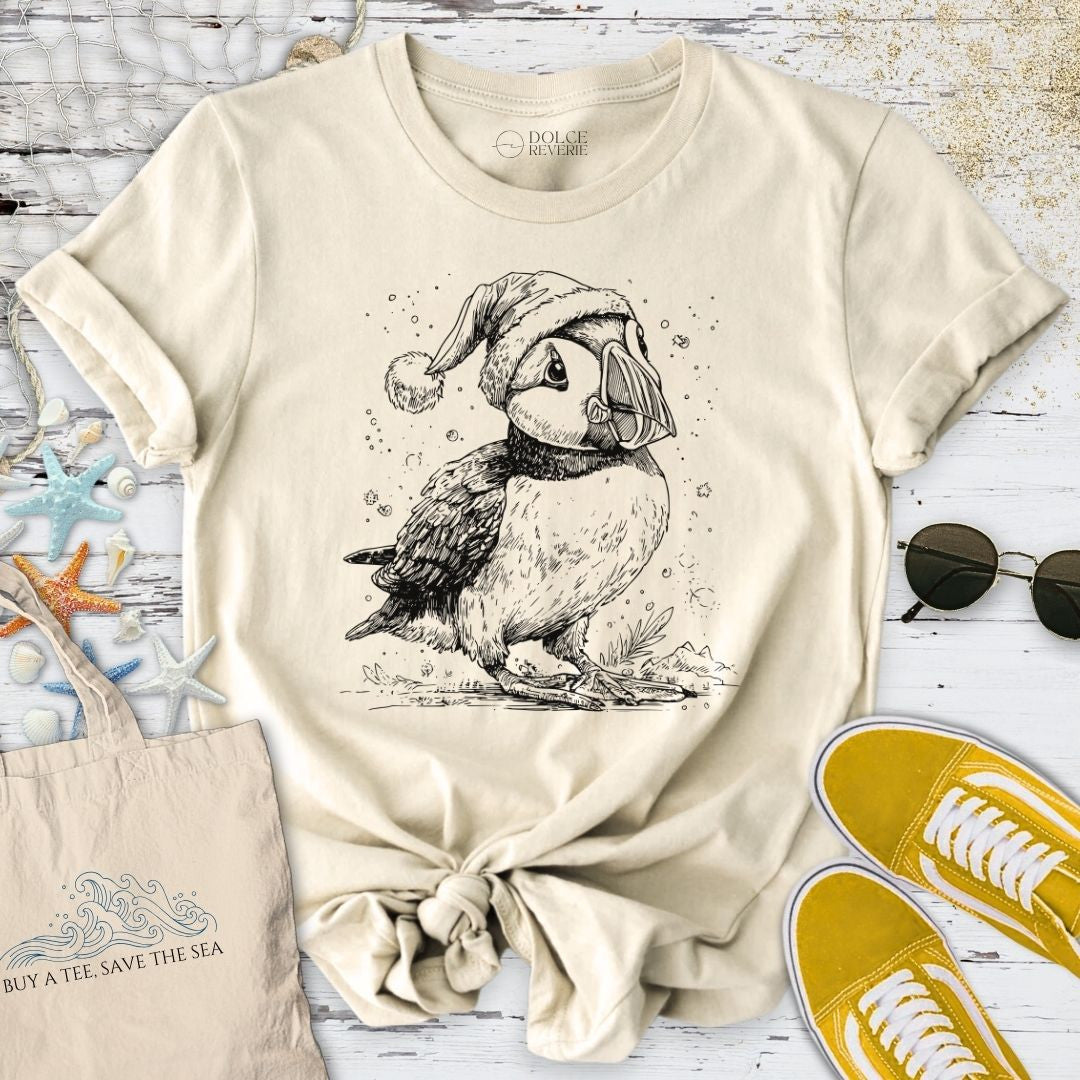 Christmas Puffin T-Shirt - Ocean Graphic Tee - Gift for Ocean Lovers - Unisex