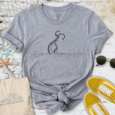 Tentacles Line Art T-Shirt - Ocean Graphic Tee - Gift for Ocean Lovers - Unisex