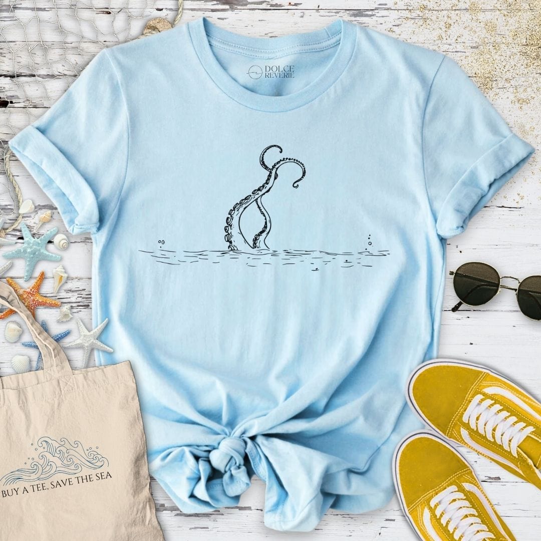 Tentacles Line Art T-Shirt - Ocean Graphic Tee - Gift for Ocean Lovers - Unisex
