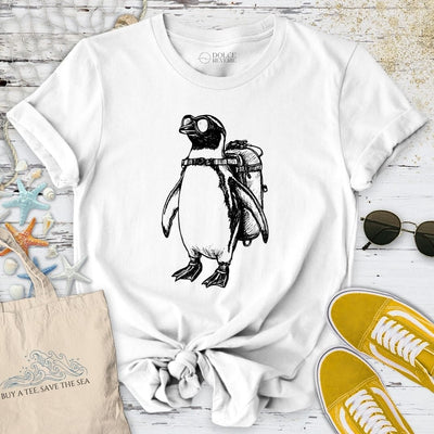 Penguin Diver T-Shirt - Ocean Graphic Tee - Gift for Ocean Lovers - Unisex