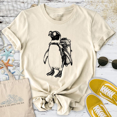 Penguin Diver T-Shirt - Ocean Graphic Tee - Gift for Ocean Lovers - Unisex