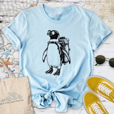 Penguin Diver T-Shirt - Ocean Graphic Tee - Gift for Ocean Lovers - Unisex