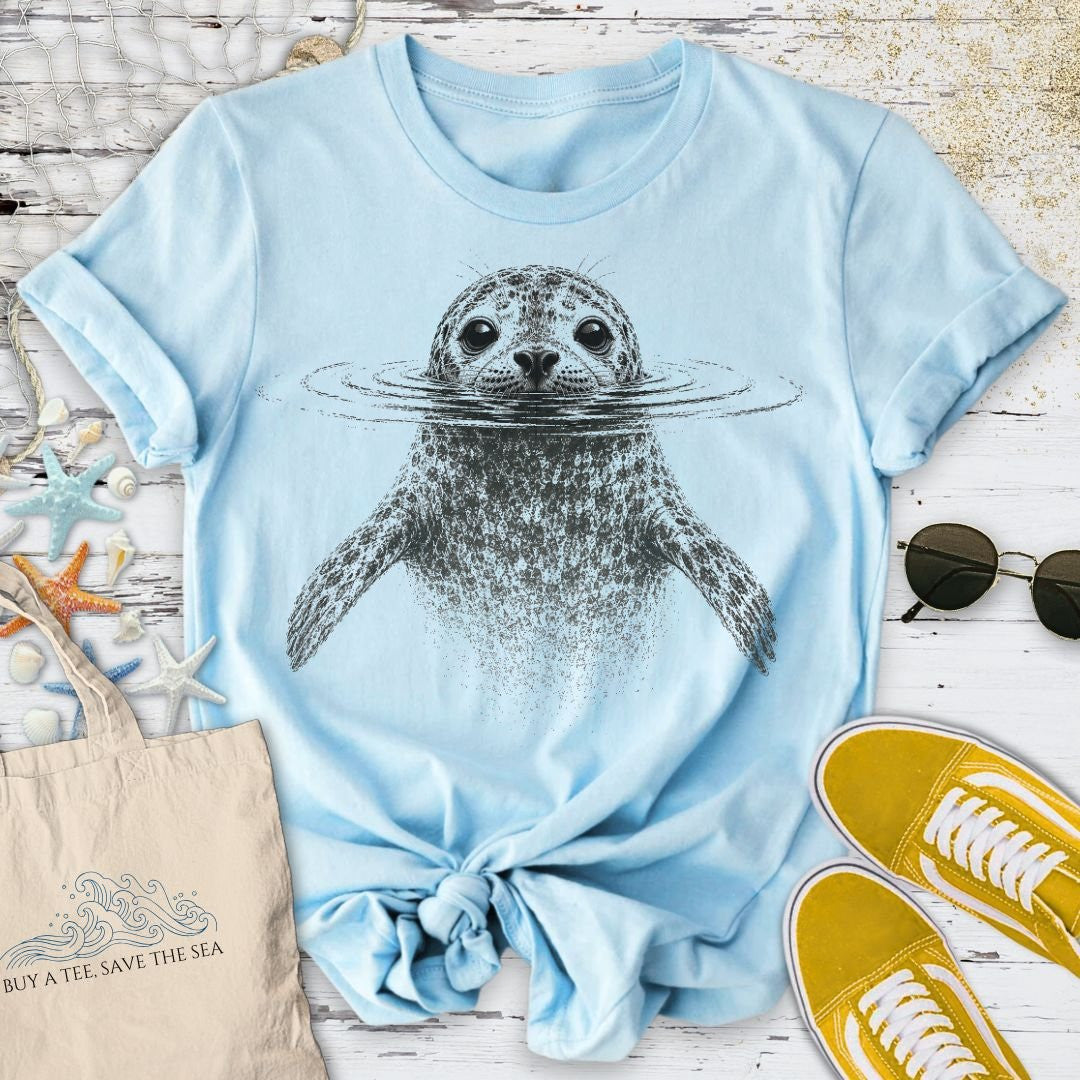 Swimming Seal T-Shirt - Ocean Graphic Tee - Gift for Ocean Lovers - Unisex