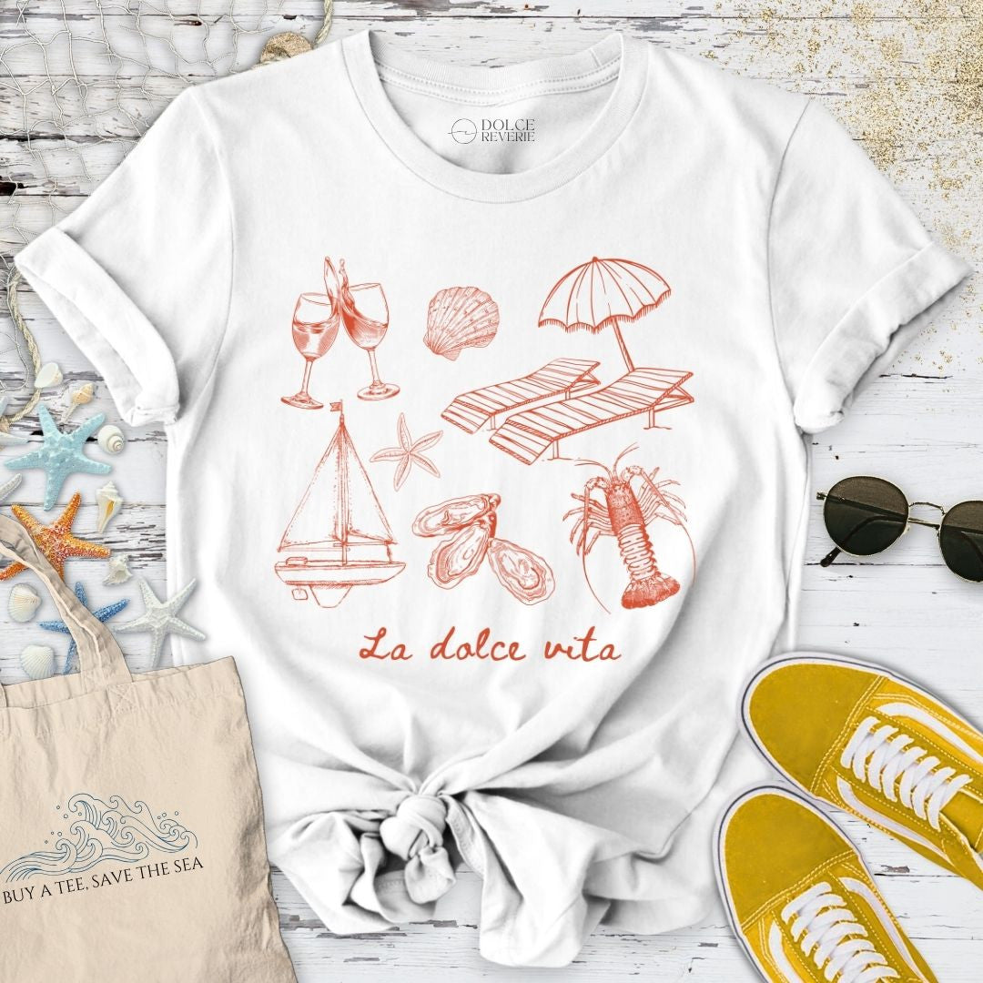 La Dolce Vita T-Shirt - Ocean Graphic Tee - Gift for Ocean Lovers - Unisex