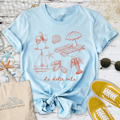 La Dolce Vita T-Shirt - Ocean Graphic Tee - Gift for Ocean Lovers - Unisex
