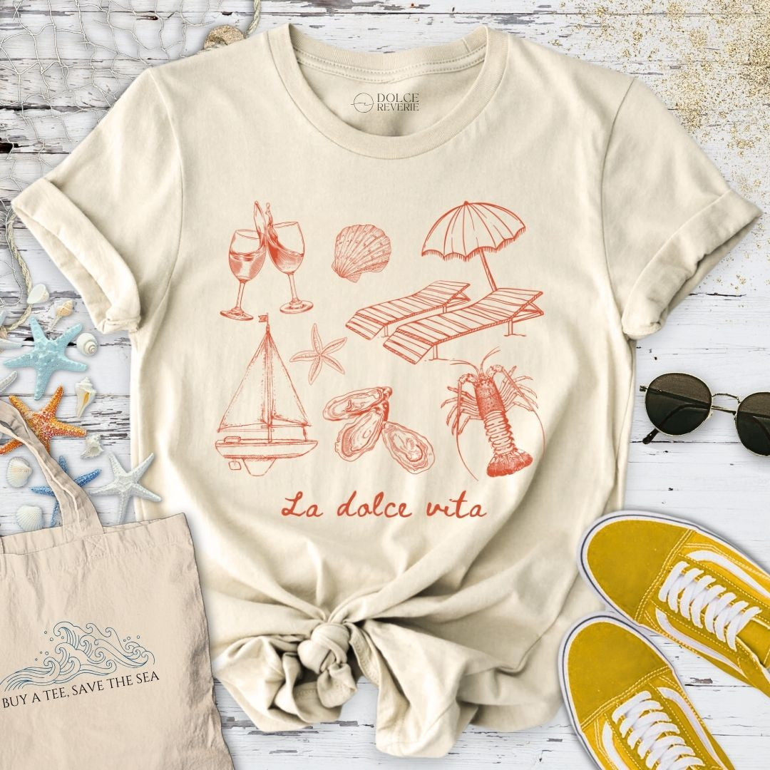 La Dolce Vita T-Shirt - Ocean Graphic Tee - Gift for Ocean Lovers - Unisex