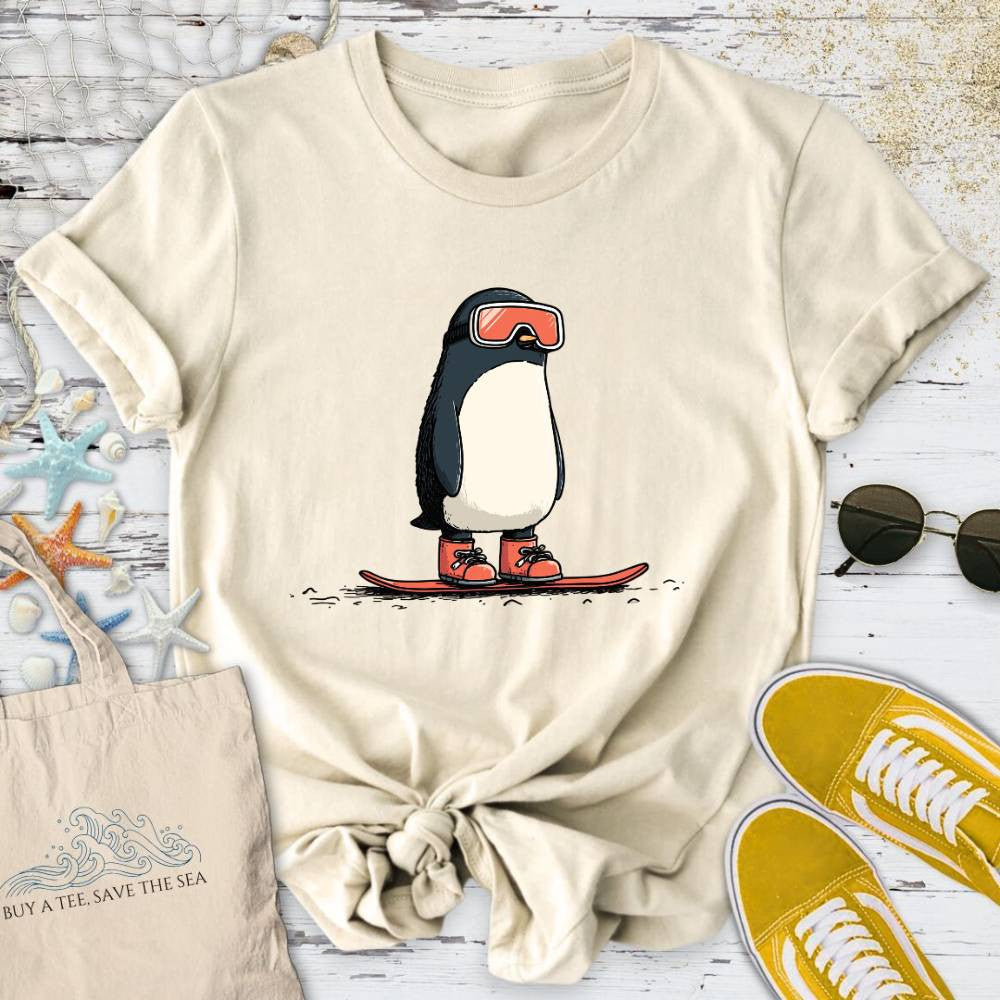 Snowboarder Penguin T-Shirt - Ocean Graphic Tee - Gift for Ocean Lovers - Unisex