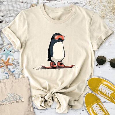 Snowboarder Penguin T-Shirt - Ocean Graphic Tee - Gift for Ocean Lovers - Unisex