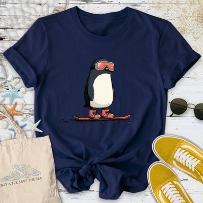 Snowboarder Penguin T-Shirt - Ocean Graphic Tee - Gift for Ocean Lovers - Unisex