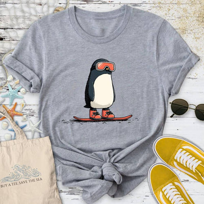 Snowboarder Penguin T-Shirt - Ocean Graphic Tee - Gift for Ocean Lovers - Unisex