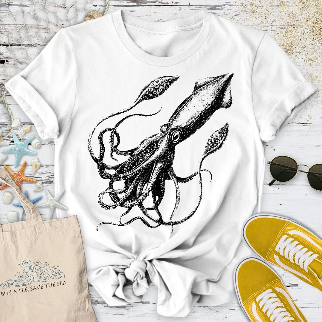 Giant Squid T-Shirt - Ocean Graphic Tee - Gift for Ocean Lovers - Unisex
