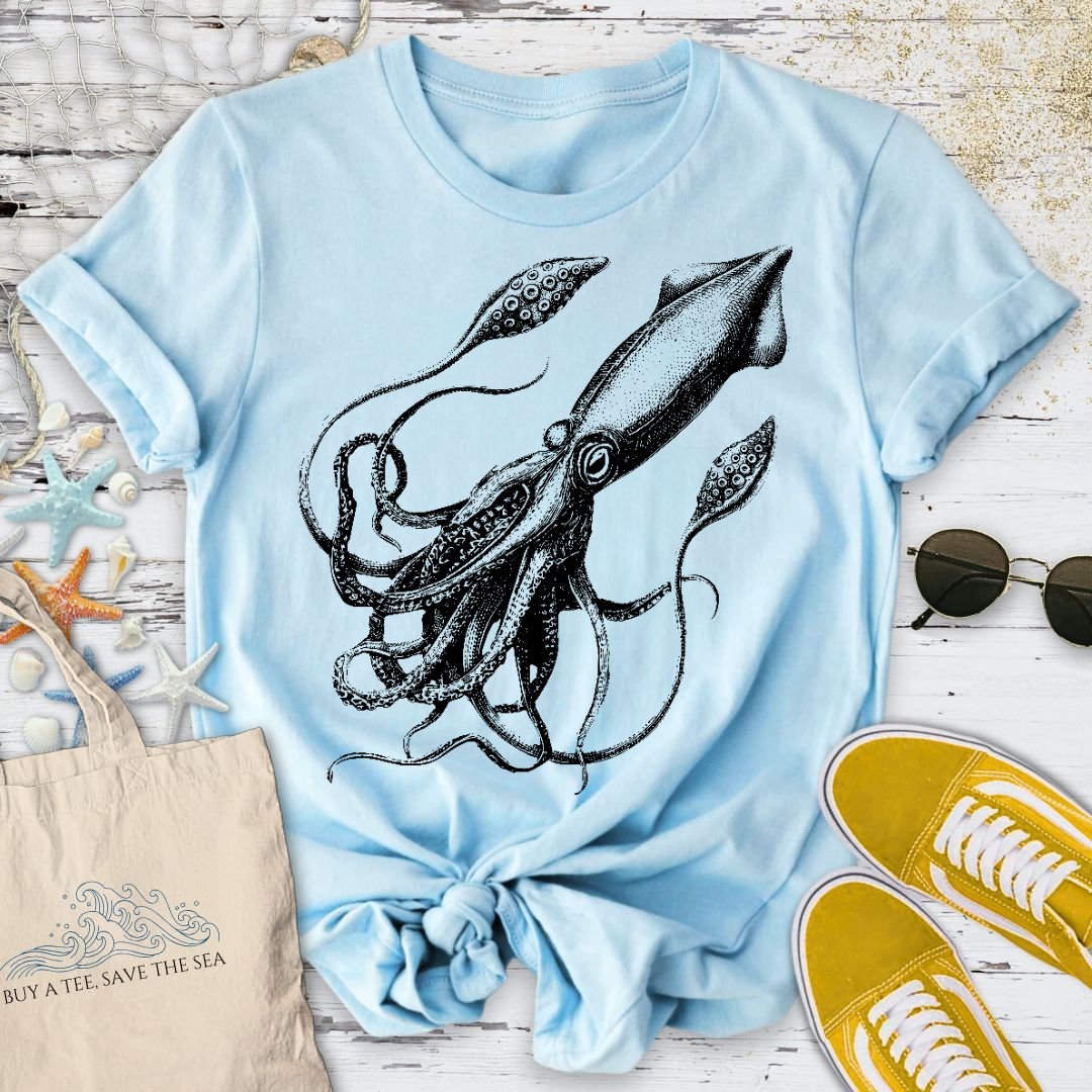 Giant Squid T-Shirt - Ocean Graphic Tee - Gift for Ocean Lovers - Unisex