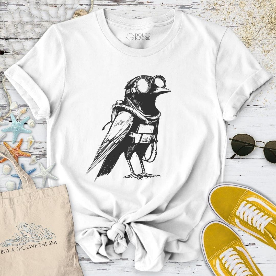 Diving Crow T-Shirt - Ocean Graphic Tee - Gift for Ocean Lovers - Unisex