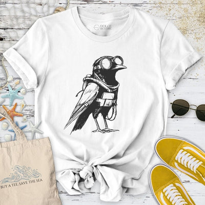 Diving Crow T-Shirt - Ocean Graphic Tee - Gift for Ocean Lovers - Unisex
