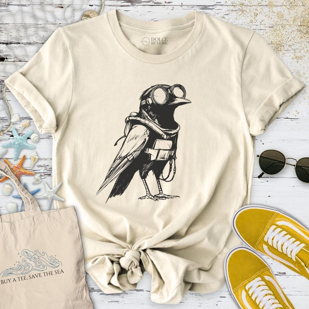 Diving Crow T-Shirt - Ocean Graphic Tee - Gift for Ocean Lovers - Unisex