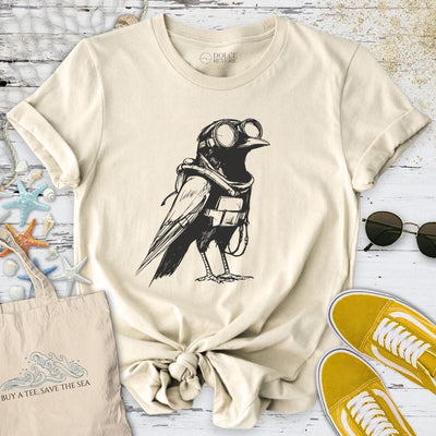 Diving Crow T-Shirt - Ocean Graphic Tee - Gift for Ocean Lovers - Unisex