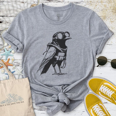 Diving Crow T-Shirt - Ocean Graphic Tee - Gift for Ocean Lovers - Unisex