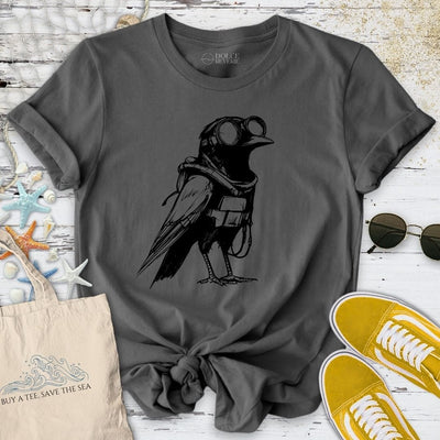 Diving Crow T-Shirt - Ocean Graphic Tee - Gift for Ocean Lovers - Unisex