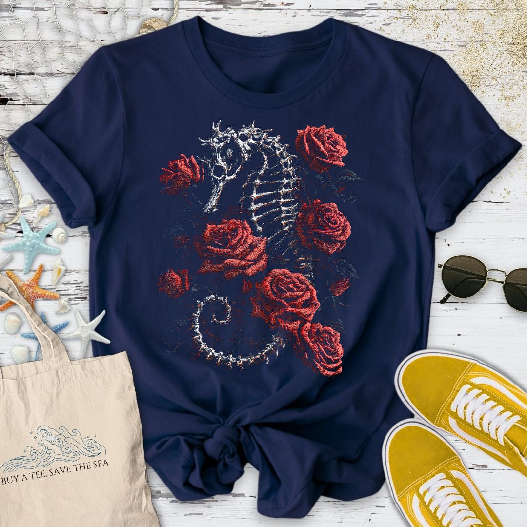 Bed Of Roses Seahorse T-Shirt - Ocean Graphic Tee - Gift for Ocean Lovers - Unisex