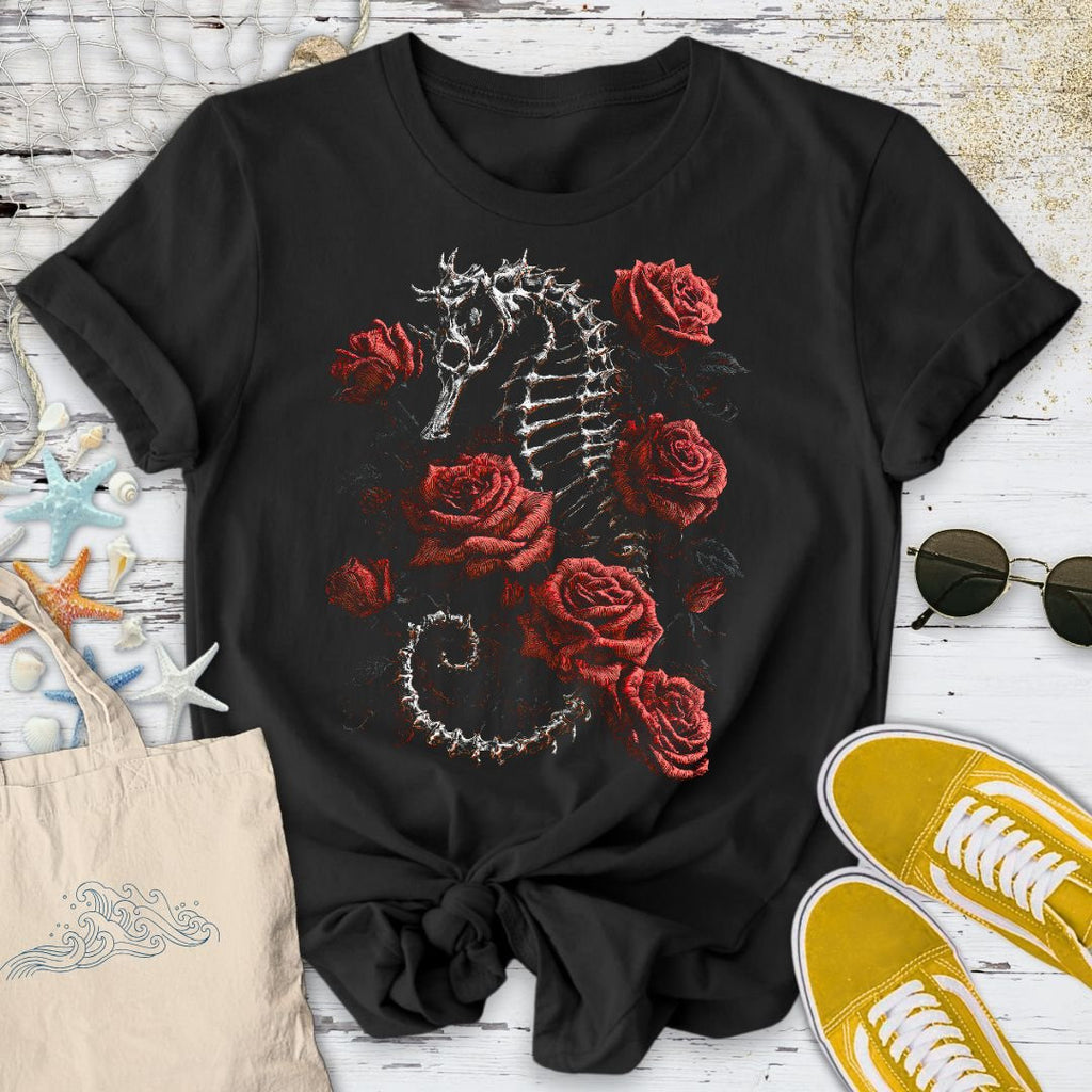 Bed Of Roses Seahorse T-Shirt - Ocean Graphic Tee - Gift for Ocean Lovers - Unisex