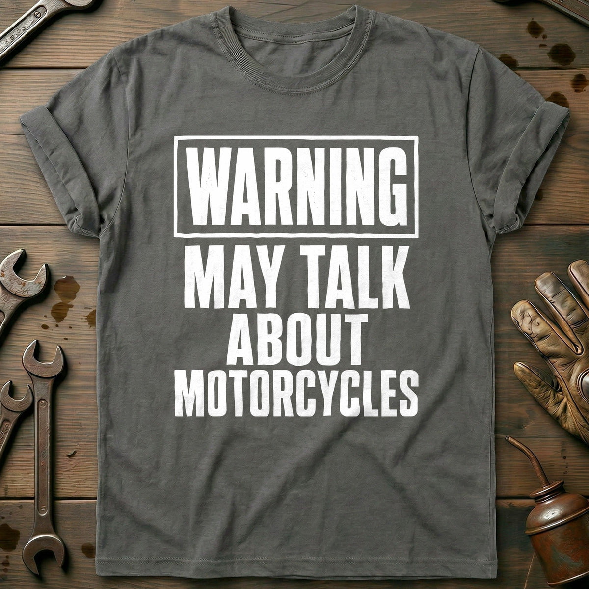 Warning May Talk About Motorcycles 32 T-Shirt EU Gift For Biker