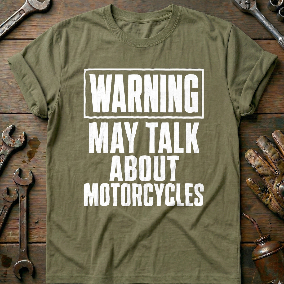 Warning May Talk About Motorcycles 32 T-Shirt EU Gift For Biker