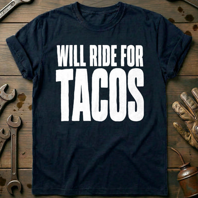 Will Ride for Tacos 95 Motorcycle T-Shirt EU Gift For Biker