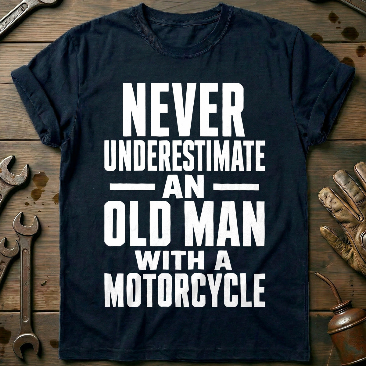 Never Underestimate an Old Man with a 79 Motorcycle T-Shirt EU Gift For Biker