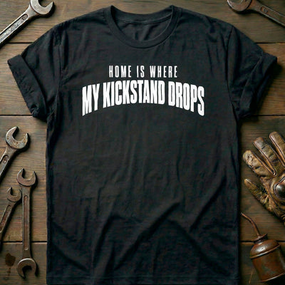 Home is Where my Kickstand Drops 76 Motorcycle T-Shirt EU Gift For Biker